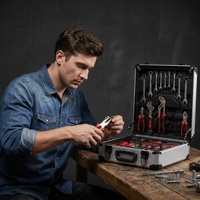 Estuche Rígido con Ruedas TRESKO para Piezas de Acero al Carbono con Asa Telescópica (Negro) Brocas y Cortadores OEM para Mantenimiento del Hogar