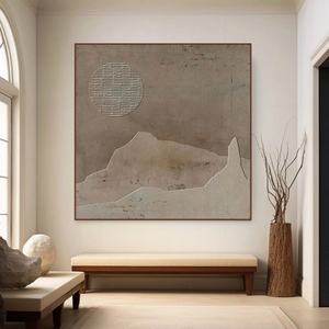 Art mural moderne neutre Wabi Sabi, tons terreux beiges, peinture abstraite texturée minimaliste pour la maison et la galerie - Product Image 4