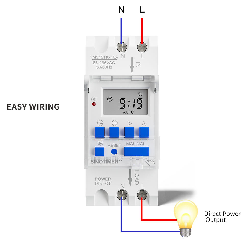 TM919TK-16A Direct Power Astronomical Timer 7-Day Programming, 16A Load ...
