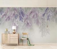 ZHIHAI Belle Lavande Glycine Fleur 3d Stéréo Fleur Salle De Mariage Fond Mur Papier Peint Impression Peintures Murales