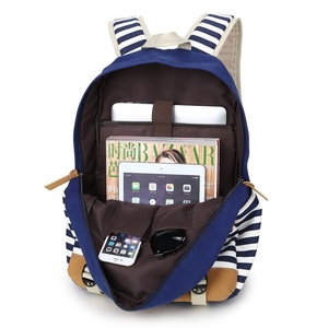 <span class=keywords><strong>Amazon</strong></span> Venta caliente chica mochila de la raya de la lona mochila escolar <span class=keywords><strong>para</strong></span> las niñas 2020 - Product Image 5