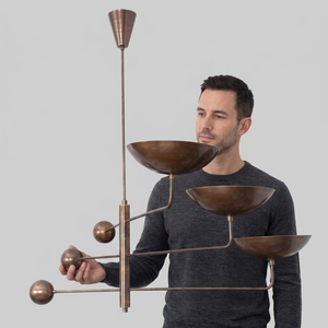 Lustre Sputnik en laiton à 3 bras, luminaire de plafond géométrique, décoration intérieure moderne du milieu du siècle, luminaire pour salon - Product Image 4