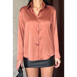 เสื้อเชิ้ตผ้าซาตินขายส่งสำหรับผู้หญิง เสื้อเชิ้ตติดกระดุมแบบคลาสสิก สวมใส่ได้ทุกวัน สไตล์เรียบง่าย แขนยาว - Product Image 2