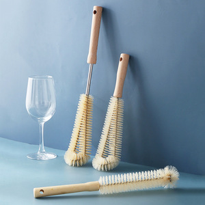 Cup Brush With Long Wooden Handle Nylon Bristles For Glass Bottle Thermos Cleaning - Product Image 1
