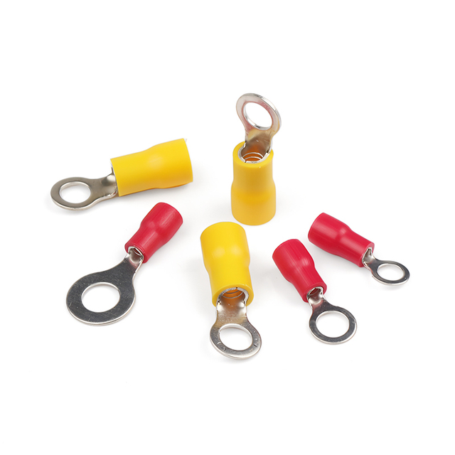 Cable Cold Pressed Four Shape Copper Electrical Insulation RV Series Wire Lug Connector Set with Crimping Ring Terminals