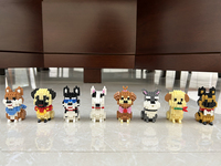 8 styles de modèles de chiens de dessin animé à assembler soi-même, jouet de construction en briques pour enfants