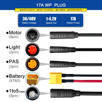 Contrôleur de vélo électrique KT 36V/48V 17A à onde sinusoïdale avec fonction d'éclairage et affichage KT LCD3 LCD11 LED880, accessoires pour moteur 350W