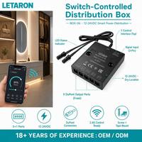 Boîtier de distribution LED 12/24V à 6 ports de sortie avec vis et ruban adhésif double face, contrôlé par interrupteur