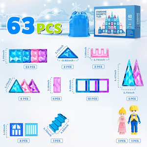Meilleures ventes : 63 pièces de blocs de construction magnétiques 3D en forme de château de conte de fées, en plastique, pour enfants, OEM ASTM CPC EN71 CE Sets - Product Image 5