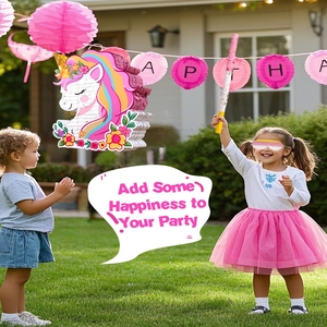 <span class=keywords><strong>Pinata</strong></span> licorne pour anniversaire fille <span class=keywords><strong>princesse</strong></span> fête <span class=keywords><strong>Pinata</strong></span> avec bâton en bois bandeau et confettis arc-en-ciel licorne décoration d'anniversaire - Product Image 5