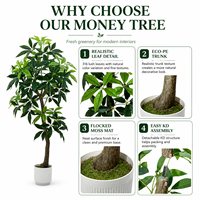 Arbre de la prospérité artificiel réaliste de 160 cm avec pot, ignifuge, certifié GPSR, pour la décoration de bureaux, hôtels et événements, emballage KD, OEM ODM