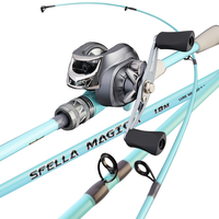 En gros, Combo canne à pêche spinning et moulinet 1,8m 2,1m, Kit complet, Action moyenne, Ensemble de pêche sensible pour Black-bass, Brochet, Pargo