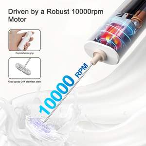 <span class=keywords><strong>Mousseur</strong></span> à lait électrique portable en plastique à piles, mini <span class=keywords><strong>mousseur</strong></span> à lait avec poignée pour café, matcha, poudre de protéines, blanc - Product Image 5