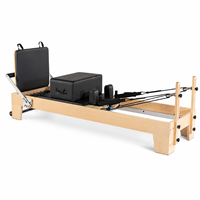 Reformer de Pilates para el Hogar para Mujeres, Entrenamiento de Cuerpo Completo, Construcción de Madera Sólida, Resistencia Ajustable y Barra para Pies