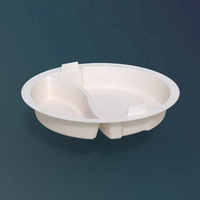 Tendance Actuelle Moderne Éco-responsable Boîte à compartiments 500ml 175x25mm Bicompartimentée en Amidon de Maïs + PP Biodégradable avec Couvercle Jetable Huazhe