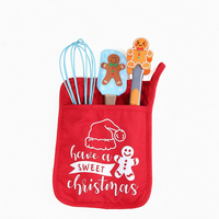 Neuheiten Umweltfreundliche Weihnachts-Backutensilien Silikon-Buchenholz-Spatel Baumwollmatte Geschenkset zum Backen & Kondieren