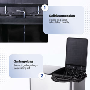 Cubo de basura de acero inoxidable con doble compartimento, cubo de basura de cocina <span class=keywords><strong>clasificado</strong></span> con cubos interiores de plástico, 2X30 litros Dual - Product Image 5