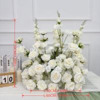 Hochzeitsgang-Blumenarrangement Künstliche Anpassbare Farbige Rosen-Läufer Eingangsdekoration Zurück-zur-Schule Seidenblumen Lang