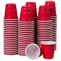 Gelas Minum Plastik PP Sekali Pakai 2oz Grosir Warna Merah Hitam Biru Multi Warna Gelas Pesta Custom untuk Permainan Bir