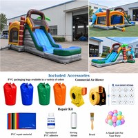 Château gonflable dinosaure pour enfants, combo Jurassic en PVC avec toboggan pour fête d'anniversaire