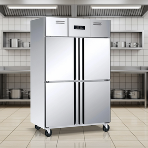 Réfrigérateur-congélateur commercial 4 portes en acier inoxydable, vertical, à refroidissement par air, pour maison, restaurant, cuisine, modèle QM-4GZ, simple - Product Image 1