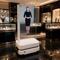 Affichage publicitaire mobile autolumineux OLED transparent, robot intelligent commercial, graphiques animés, sur pied