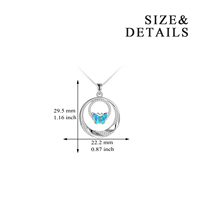 Collier à pendentif papillon opale en argent sterling 925 plaqué rhodium avec double zircon