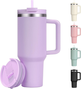 New Design 40oz Hot Selling Insulated Stainless Steel Tumblers with Handle Straw 2 in 1 Lid - Product Image 1