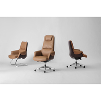Chaise de direction de luxe ergonomique en cuir pivotante avec roulettes, mobilier de bureau, chaise de patron