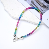 Gantungan Kunci Gelang Kristal Berkilau Berlian Imitasi Rhinestone, Tali Lanyard Kosong Grosir, Tali Pergelangan Tangan untuk Casing Ponsel, Aksesoris Gantungan Kunci Mobil