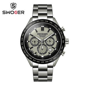 Reloj de cuarzo luminoso SWOGGER para hombre, cronógrafo multifunción, esfera de <span class=keywords><strong>minutos</strong></span> y segundos, correa de acero inoxidable, fecha, resistente al agua, BN-6009 - Product Image 4