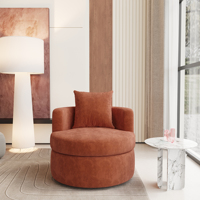 VOXHOME Einzelner Drehbarer Akzent-Sessel Runder Barrel-Sofa-Stuhl mit Kissen Gepolsterter Freizeitstuhl für Wohnräume in Apartments