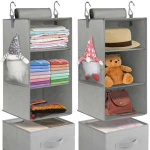 Amz Hot Foldable Lightweight Fabric Clothing Storage with Removable Drawers Side Pockets Two-Way Hanging <b>Wardrobe</b> Bathroom Use - Product Image 5