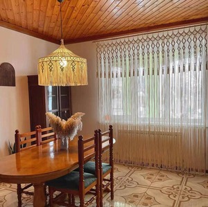 Cortina Grande de Macramé de Algodón Hecha a Mano, Decoración Moderna, Fondo para Bodas, Tapiz para Pared, Montaje en Puerta, 75 x 85 Pulgadas, Natural - Product Image 3