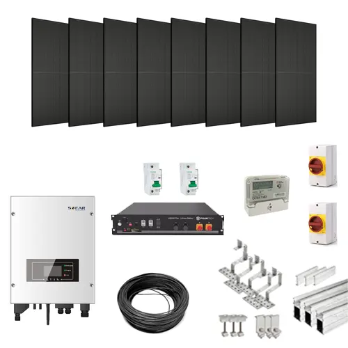 Kits de energía solar híbrida para casas pequeñas personalizables, paquete de sistema de conexión de 3kw, Panel mono de 410W con almacenamiento de batería de 3,5 kWh //