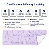 Serviette de sport Pilates Flow en coton 100% avec impression numérique personnalisée, étiquette privée, technologie anti-transpiration, faible MOQ