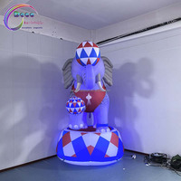 Adorable Modèle d'Éléphant de Cirque Gonflable Équilibré sur une Boule, Mascotte Géante pour Fêtes d'Enfants et Décoration d'Événements Thématiques
