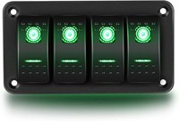 Interrupteur à bascule SPST 4 gangs 3 broches pour LED, panneau en aluminium