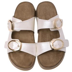 Ann'S Cushy, sandalias deslizantes de doble correa, hebilla brillante, 2Cm, elegantes sandalias blancas de tacón bajo para mujer - Product Image 3