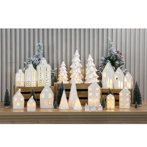 Figurine Desa Natal Keramik Putih Berongga Terbaru Berkualitas Tinggi Dengan Lampu LED di Dalamnya - Product Image 6