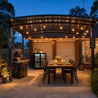Pergola en aluminium, gazebo, couverture de patio, toit courbé |   Abri de jardin pour barbecue extérieur le plus vendu, idéal pour la cuisine extérieure dans le jardin ou la cour.