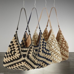 Nuova Borsa a Tracolla Intrecciata in Corda di Poliestere con Cerniera, Design a Fiori Quadrati e Triangoli, Stile <span class=keywords><strong>Nonna</strong></span>, con Blocchi di Colore - Product Image 1