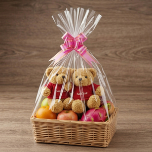 Grand sac en cellophane transparent plat OPP avec nœud de fermeture, sacs en cellophane haute brillance pour paniers-cadeaux et emballages de paniers de fruits - Product Image 2