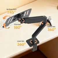 Support articulé pour moniteur unique en acier robuste Khcoohoo avec ressort à gaz pour ordinateur portable de 10 à 17 pouces avec réglage multi-angles