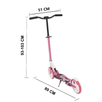 Trottinette pliable rose à 2 grandes roues, hauteur réglable, trottinette à pousser non électrique, légère et portable, trottinette de ville