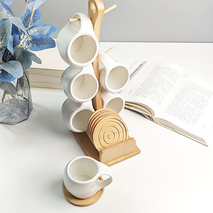 Porte-tasse en bambou <span class=keywords><strong>arbre</strong></span> 6 crochets tasse à café tasses à thé étendoir support de tasse pour cuisine bureau tasse organisateur - Product Image 4