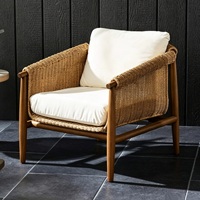 Fauteuil de jardin en teck massif tressé en corde, style simple, haut de gamme, luxueux, avec accoudoirs, pour l'extérieur