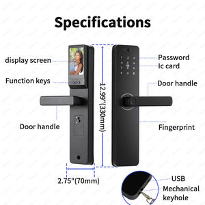 Cámara <span class=keywords><strong>WiFi</strong></span> Tuya cerradura electrónica Digital cerradura de puerta inteligente cerradura inteligente con huella dactilar/<span class=keywords><strong>contraseña</strong></span>/tarjeta/llave para casa - Product Image 6