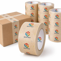 Ruban adhésif d'emballage en papier kraft renforcé PTFE, résistant aux déchirures, brillant, sur mesure, auto-adhésif puissant sans eau