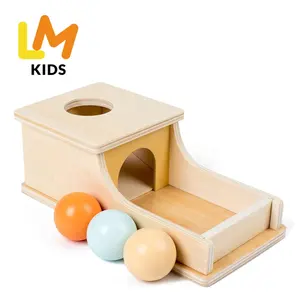 LM mainan Montessori anak-anak, untuk bayi 6-12 bulan kotak kayu bola Drop mainan